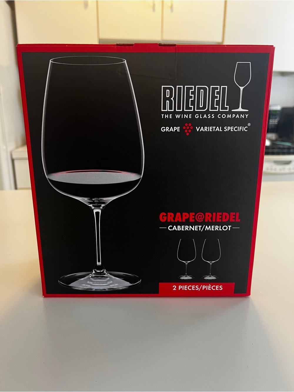 Riedel Cabernet/Merlot Wine Glasses - Black & Red Packaging